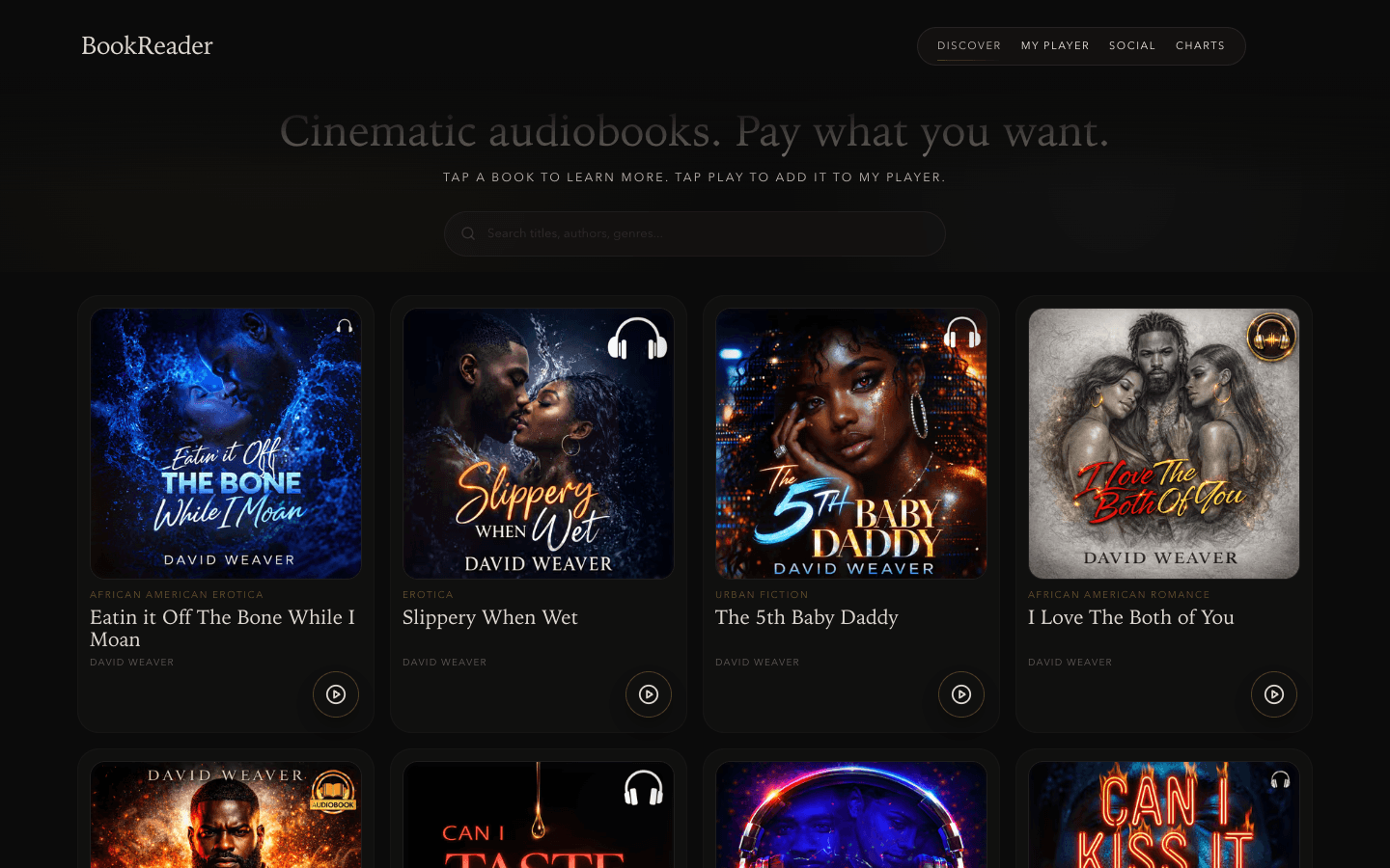 bookreader.cloud — cinematic audiobooks, pay what you want