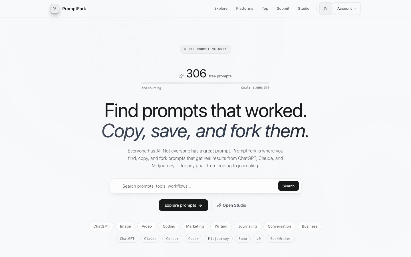 promptfork.app — find, copy and fork prompts that worked